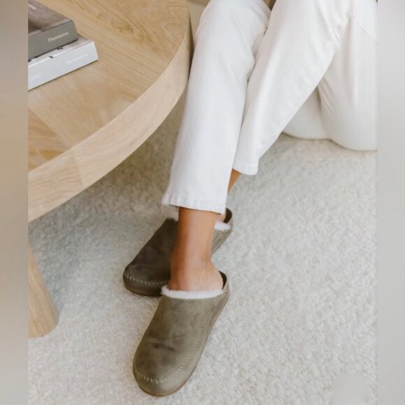 JENNI KAYNE Shearling-Lined Moc Clog Suede in Laurel Green Size 39 Size 9 - Picture 2 of 16